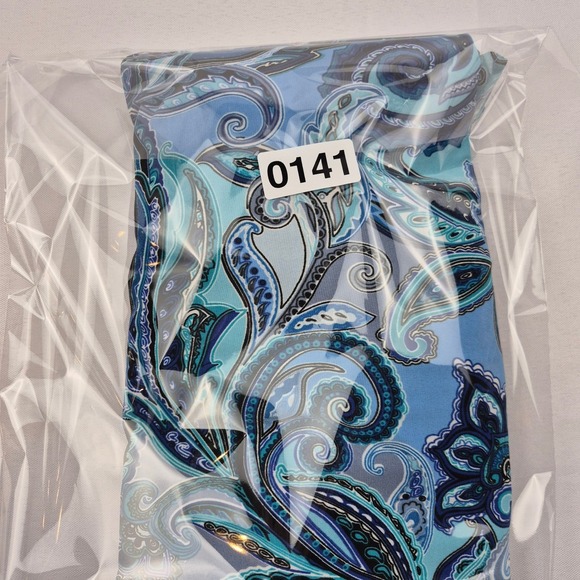 MSK Dress Women L Blue Paisley Midi 3/4 Bell Sleeve Stretch Knit Pullover USA - Picture 7 of 7